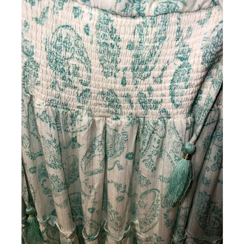 New House of Harlow Ruffle Smocked Waistband Paisley Print Dress Size XS - Picture 3 of 7